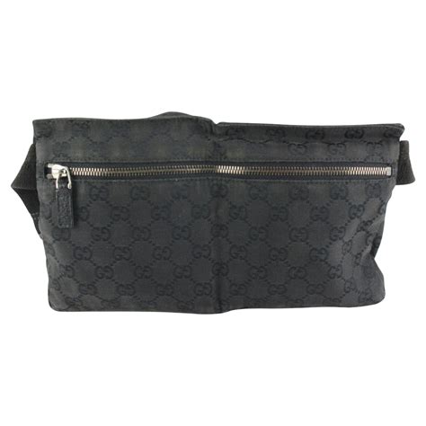 Gucci Black X Grey Monogram Crystal Gg Belt Bag Fanny Pack Bum Waist