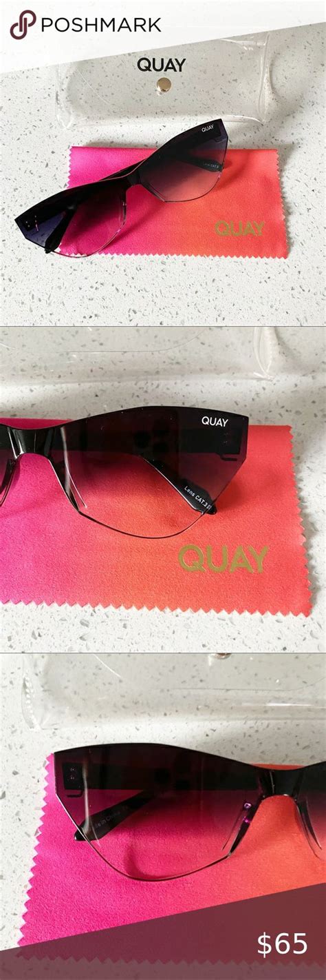 Quay Australia X Saweetie Catwalk Black Fade Sunglasses Rimless Cat Eye