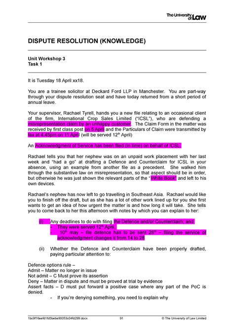 Dispute Res W3 Lecture Notes Dispute Resolution Knowledge Unit