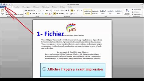 Aper U Avant Impression Sous Office Word Youtube