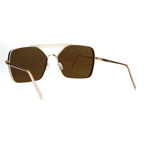 Mens Vintage Style Thick Metal Rectangular Double Bridge Aviator Sunglasses