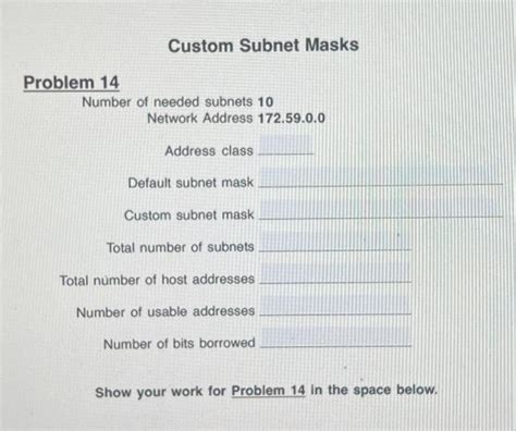 Solved Custom Subnet Masks Problem 14 Number Of Needed Chegg