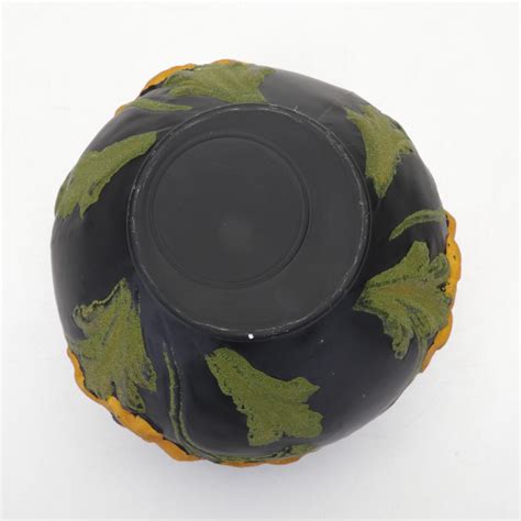 Tiffin Black Amethyst Satin Glass Poppy Vase With Coralene Decoration 1920s Ebth