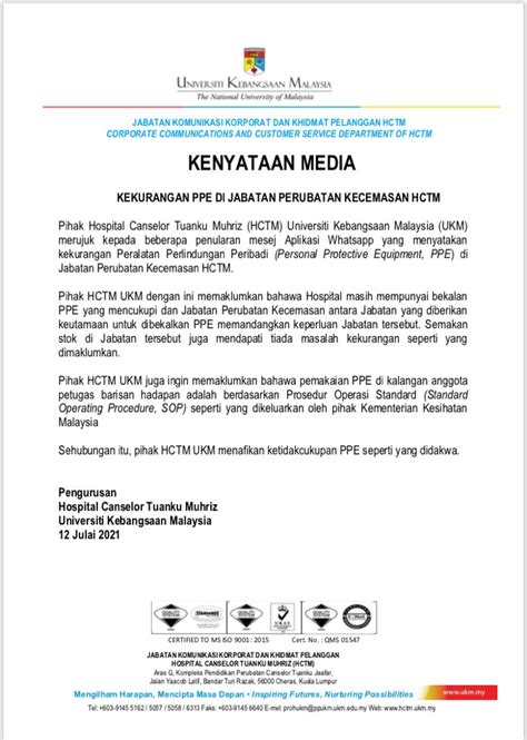 Bernama Tv On Twitter Hospital Canselor Tuanku Muhriz Hctm