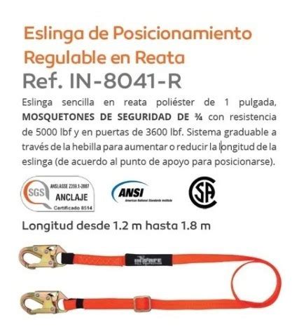 Dos Eslingas De Posicionamiento Regulable Insafe 8041 R New Cuotas