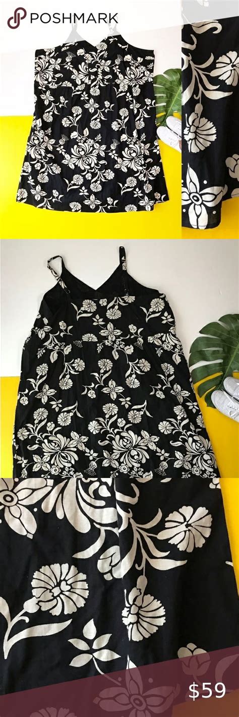 Ulla Popken Black And White Floral Sun Dress A Line