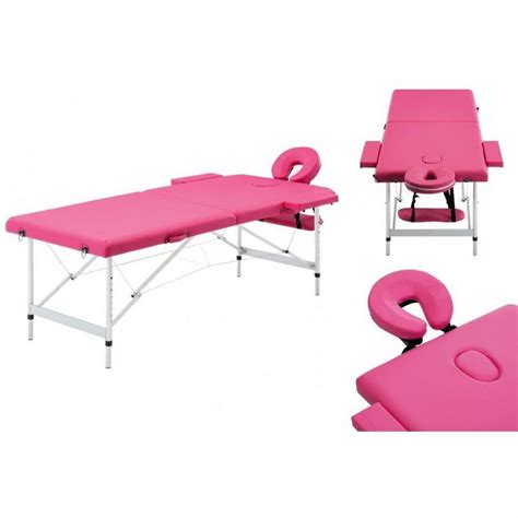 Vidaxl Massageliege Massagetisch Klappbar 2 Zonen Aluminium Rosa Aus