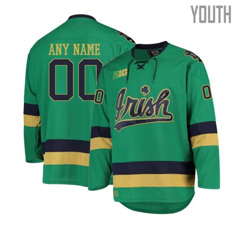 Kids Green Custom Notre Dame Hockey Jersey