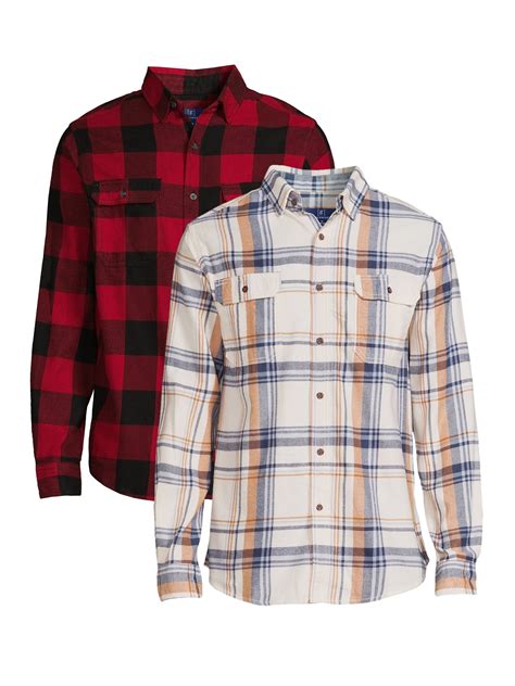 George Men's Long Sleeve Flannel Shirts, 2-Pack, Sizes S-2XL - Walmart.com