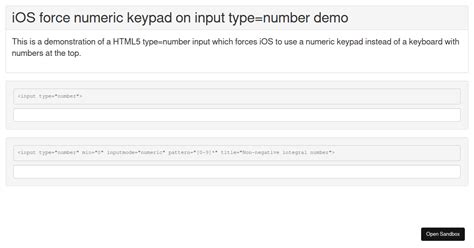 IOS Force Numeric Keypad On Input Type Number Demo Codesandbox