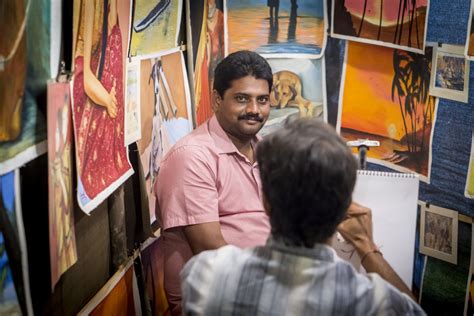 images road market painting painter india goa modern art