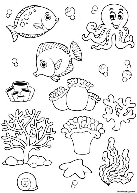 Coloriage Fond De Mer Animaux Dessin Plage à Imprimer