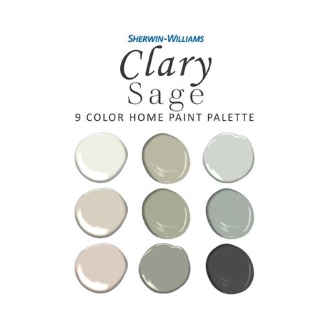 Sherwin Williams Clary Sage Paint Color Palette Best Sage Green Paint