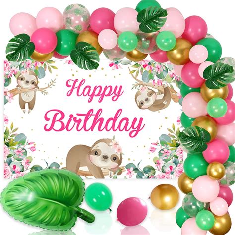 Wonmelody Sloth Birthday Decorations For Girls Sloth Birthday Balloon