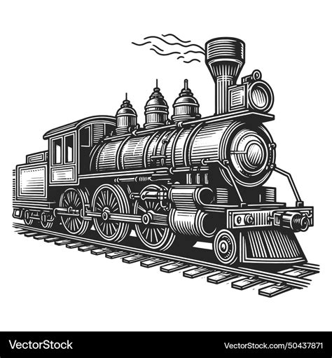 Steam locomotive sketch Royalty Free Vector Image