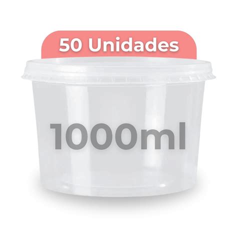 Potes De 1 Litro - Kit 50 Embalagens 1 Litro Pote de Plástico Para Açai Bolo Mini Salgados ...