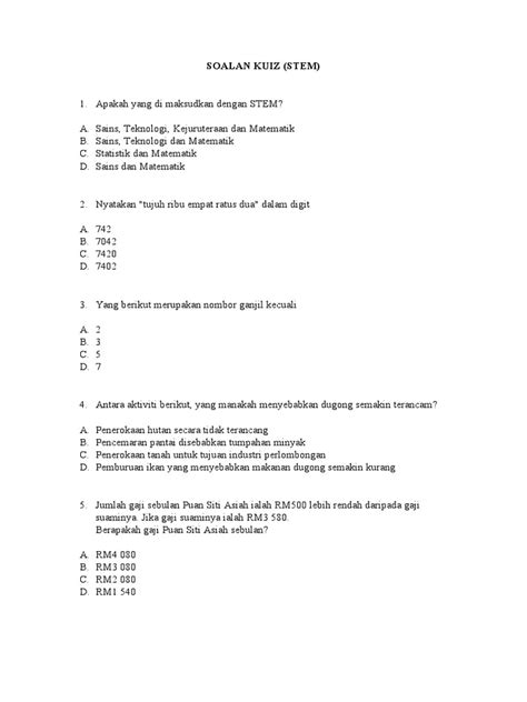 Soalan Kuiz Stem Pdf