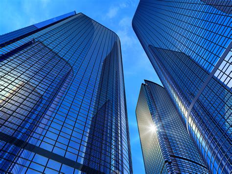 Beautiful View Of Modern Reflective Office Buildings The Austin