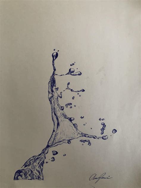 Water Splash Pencil Drawing