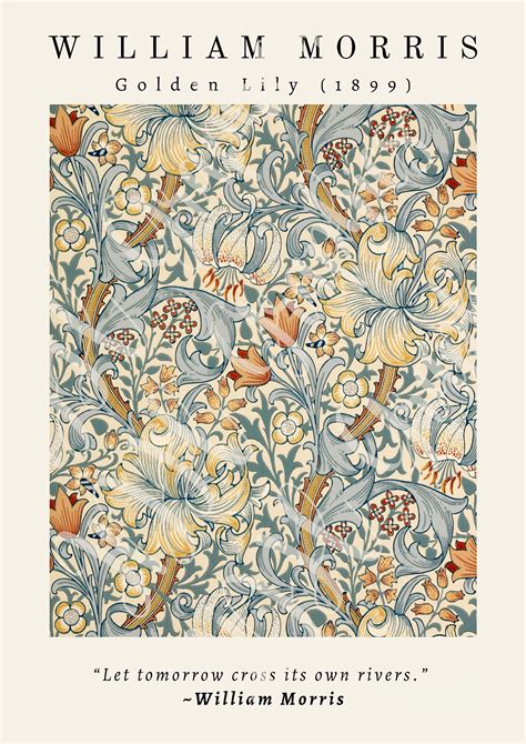 William Morris Exhibition Poster Golden Lilly Flaral Print Wall