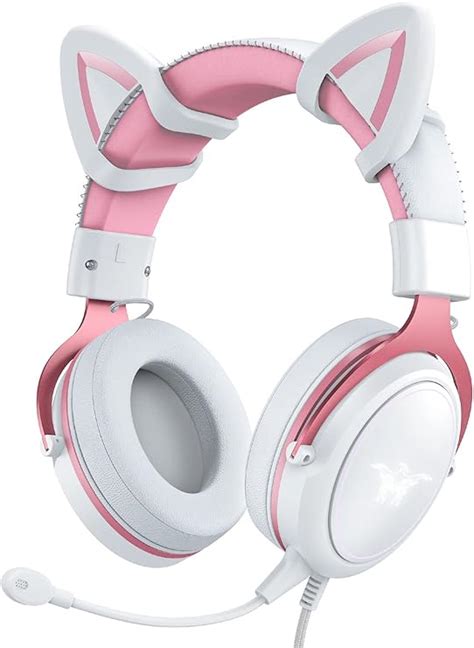 Phnixgam Cat Ear Gaming Cute Headset Wired Over Ear Headphones With Noise