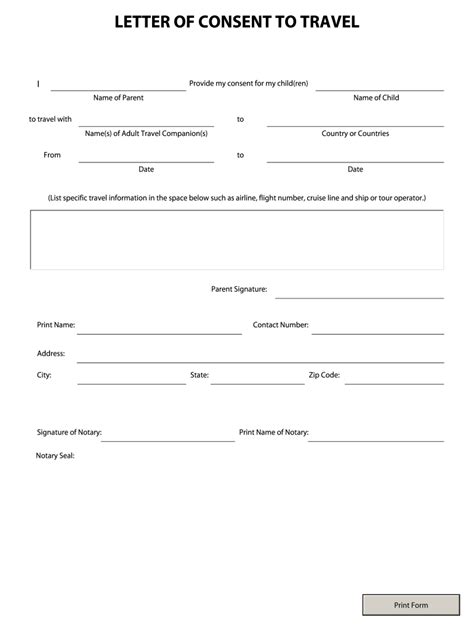 Sample Letter Of Consent To Travel With One Parent Pdf Fill Out Sign