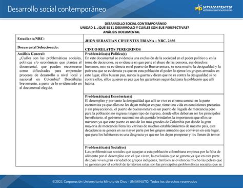 Uni1 act4 ana doc desarrollo social contemporáneo DESARROLLO SOCIAL