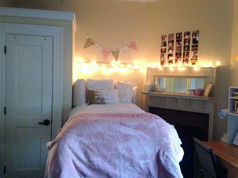 Girly dorm room. includes: pink, white, and gold color scheme at ...