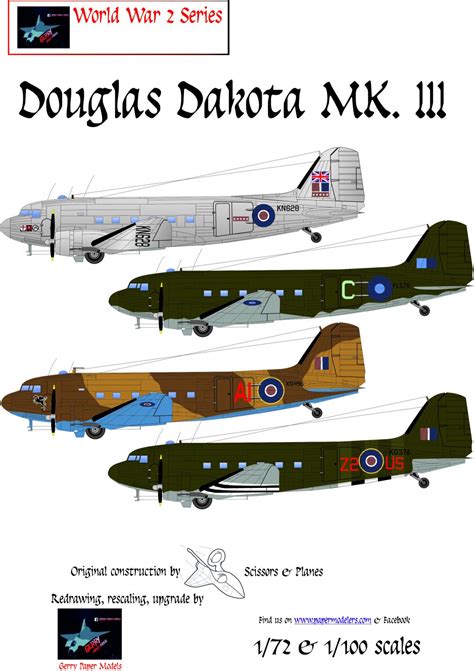 1 72 And 1 100 Douglas Dakota Mk III 4 Kit Bundle Paper Model