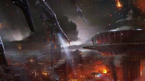 1920x1080 Art Reaper Attack Art Earth Mass Effect 3 Fire Reaper Attack Coolwallpapersme