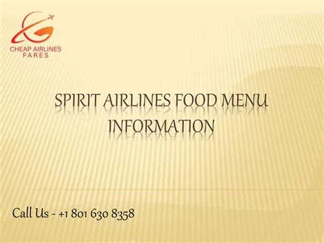 Spirit Airlines Food Menu Information