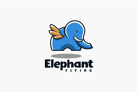 Simple Fun Elephant Flying Logo Graphic by DOMSTOCK · Creative Fabrica