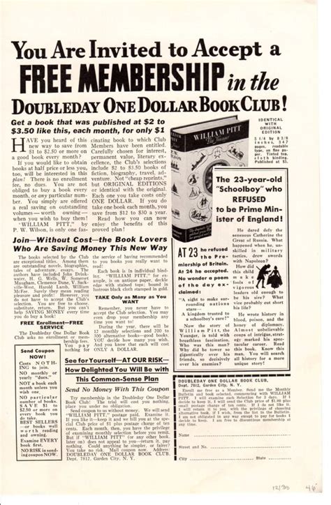 Vintage Ad Print White Star Line Majestic Ship Doubleday Book Club