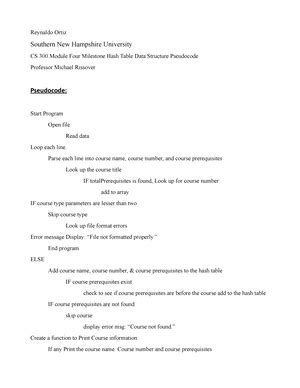 CS 300 Mod 3 Milestone Vector Data Structure Pseudocode Reynaldo