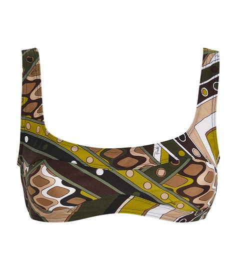 Womens Pucci Green Vivara Print Scoop Bikini Top Harrods Uk