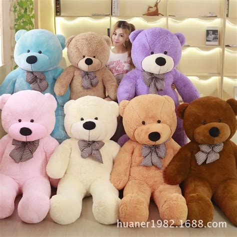 Giant 80cm Colorful Super Hug Teddy Bear With Bow Tie Plush Stuffed