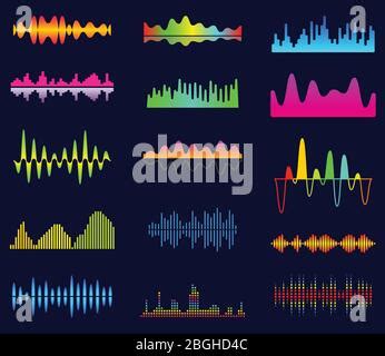 Digitale Musik Equalizer Farbe Wellen Design Rainbow Sound Konzept