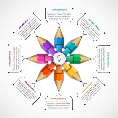 Premium Vector Infographics Template With Colored Pencil