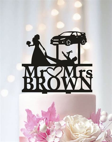 Mechanic Wedding Cake Topper Bride Dragging Groom Cake Topper Auto