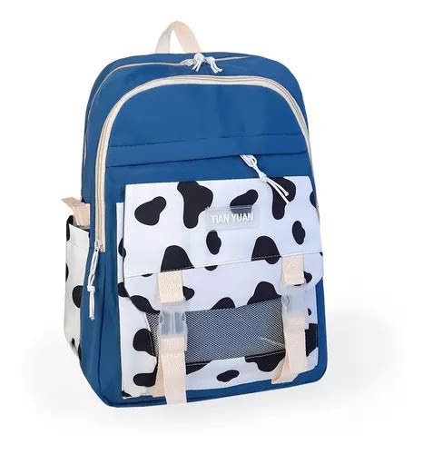 Mochila Bolsa Feminina Escolar Estampada Vaca Fofa Kawaii Frete Gr Tis