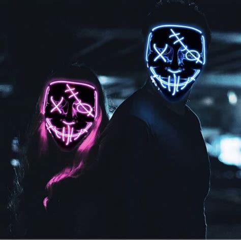 US Halloween LED Glow Mask 3Modes EL Wire Light Up The Purge Movie