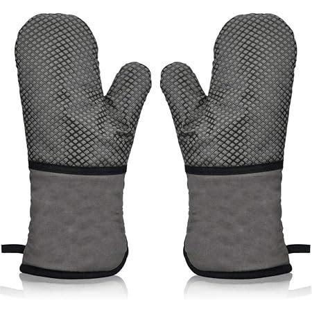 Gants de Four Anti Dérapant Silicone Gant de Cuisine Double Mitaine