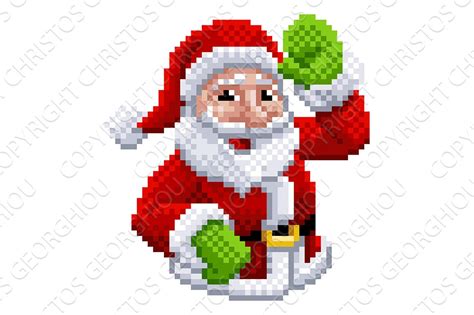 Santa Claus 8 Bit Video Pixel Art Illustrations ~ Creative Market