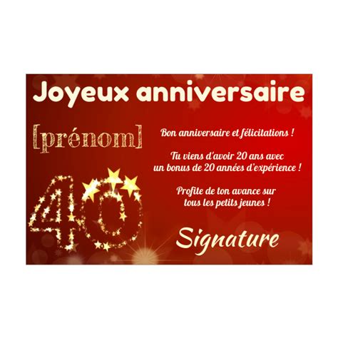 Carte Joyeux Anniversaire 40 Ans Jaune gratuit à imprimer carte 2052