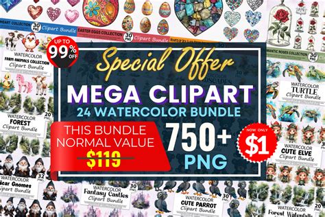 Special Watercolor Mega Clipart Bundle Bundle · Creative Fabrica