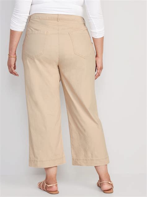 High Waisted Wide Leg Cropped Chino Pants For Women Old Navy