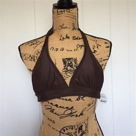 Brand New Brown Halter Bikini Top With Adjustable Depop