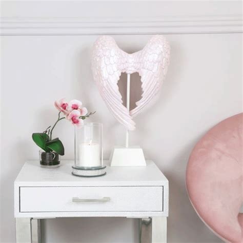 Blush Pink Angel Wing Decoration On Stand Decoration Ornament