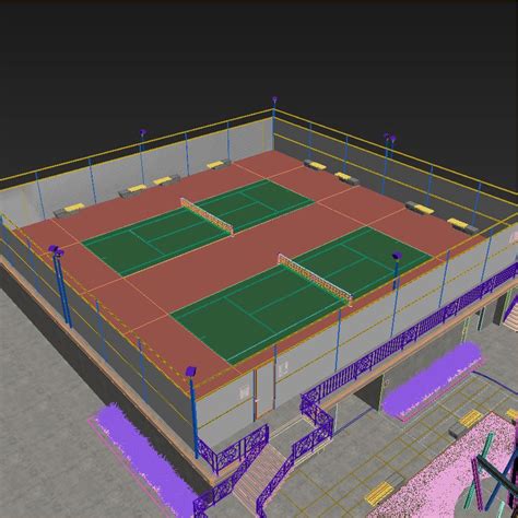 Cancha De Tenis Elevada Modelo 3D 50 Max Free3D