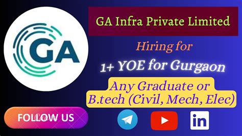 Hiring Alert From GA Infra Pvt Ltd For 1 Year Of Experience For